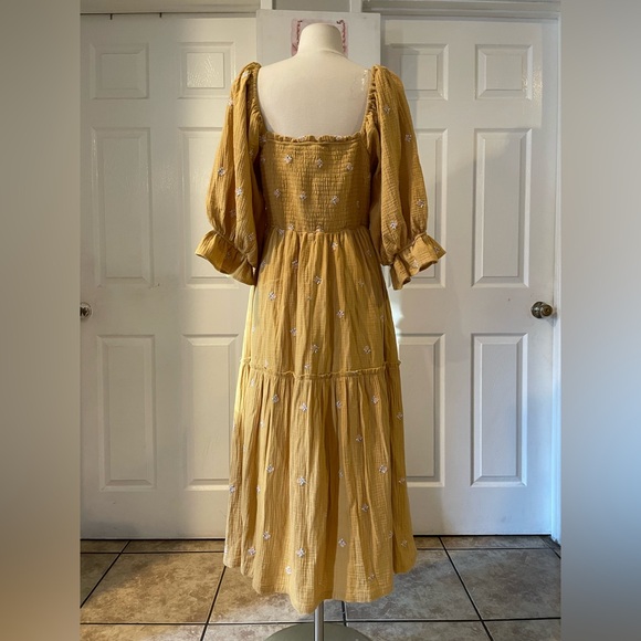 PIPER & SCOOT FLORAL MUSTARD MAXI DRESS SIZE M - Picture 6 of 8